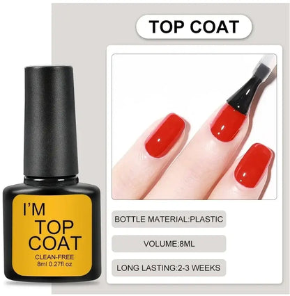 LNWPYH Gel Base &amp; Top Coat Set, 4 × 8 ml