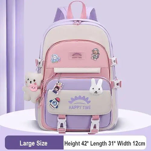 Large Capacity Cute Women Multi-Pocket Nylon Backpack Ins Junior High.