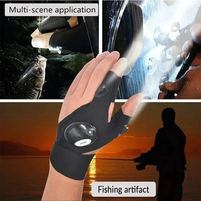LED Fingerless Gloves for Fishing and Nighttime Tasks