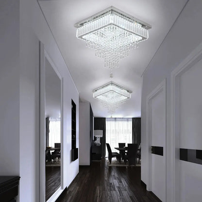 Square Crystal Raindrop LED Ceiling Chandelier
