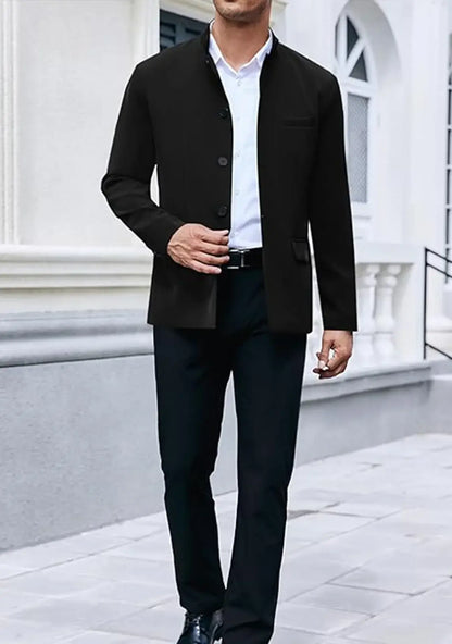 Mens Casual Suit Blazer Jackets Stand Collar Lightweight Business Dress Sport Coats