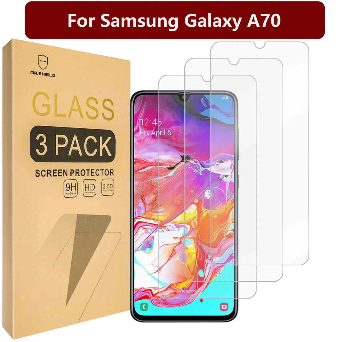 Mr.Shield [3-PACK] Designed For Samsung Galaxy A70 [Tempered Glass]