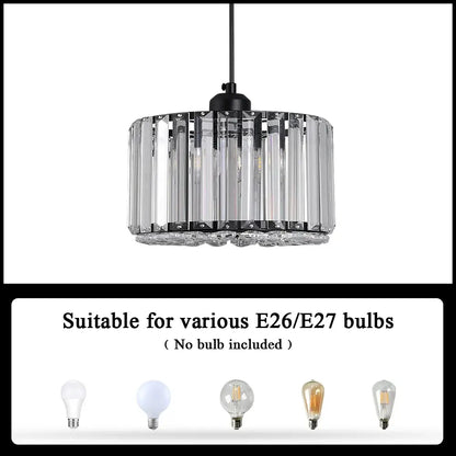 Modern Crystal Ceiling or Pendant Light, Black or Gold