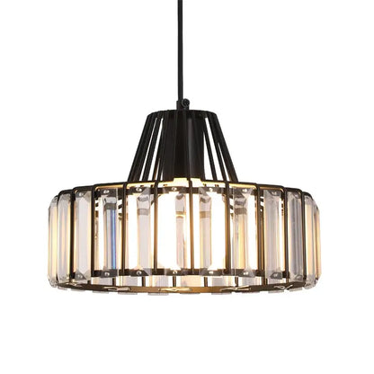 GreeLustr Modern Crystal Pendant Light, Black or Gold