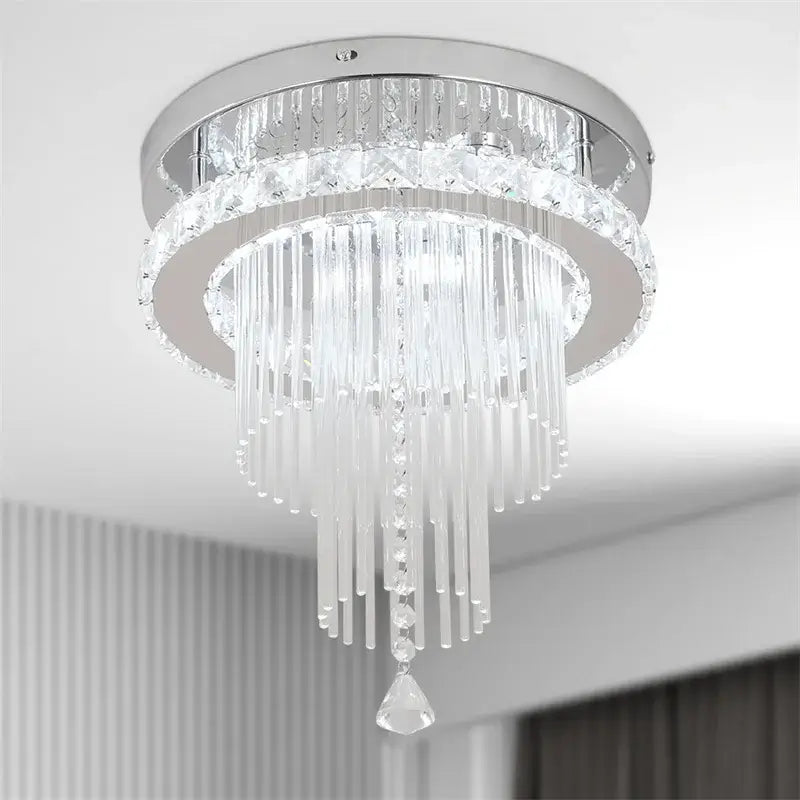 GreeLustr Round Crystal LED Ceiling Light, 30 cm