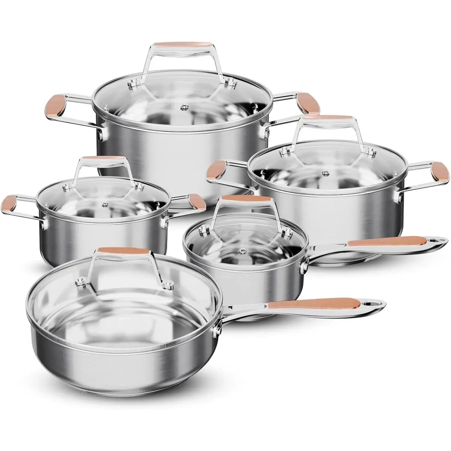 Stainless Steel Cookware Set - 10 Piece Induction Ready