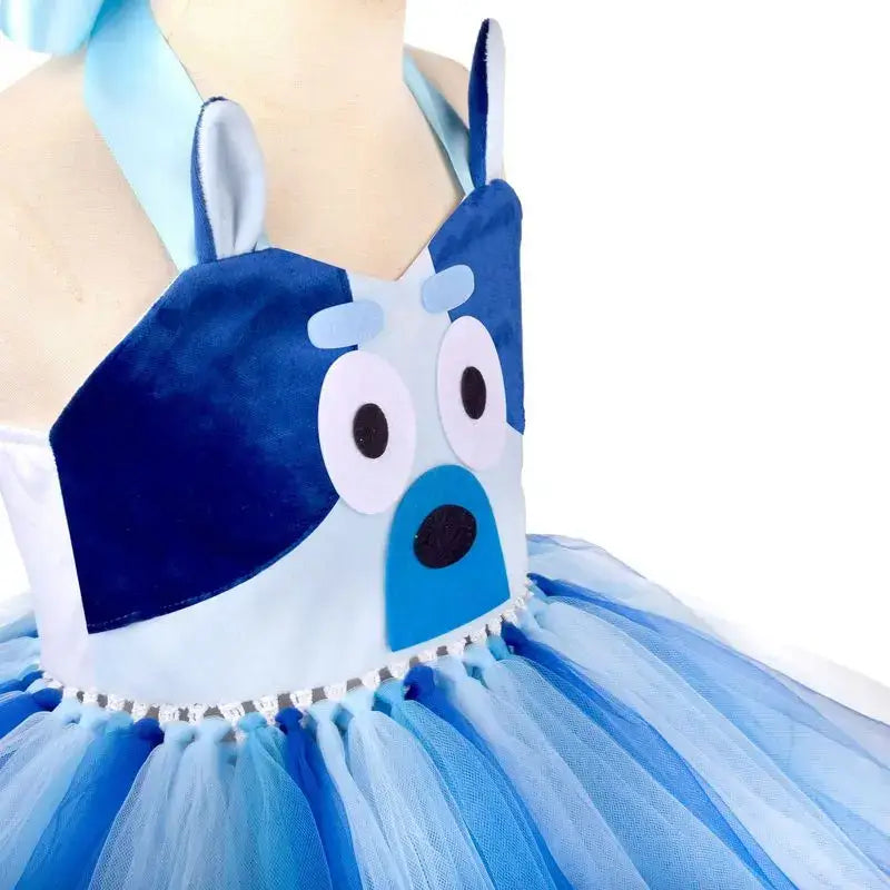 Bluey Party Dress Up Halloween Costume Cosplay Set Stage Performance Dog Costume Bingo Mesh Skirt Bluey Skirt with Headband New