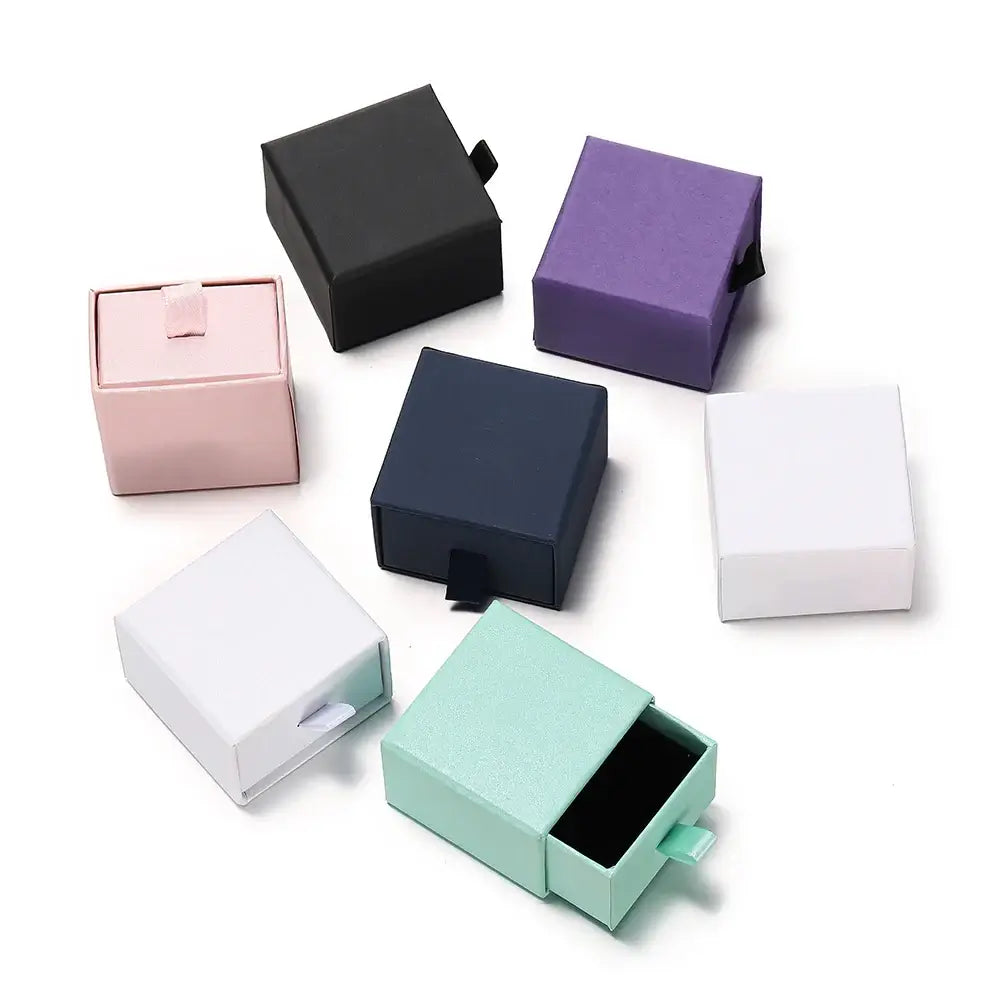 Creative Drawer Jewelry Packaging Box Necklace Ring Earing Bracelet Storage Organizer Display Stand Solid Color Paper Gift 2030