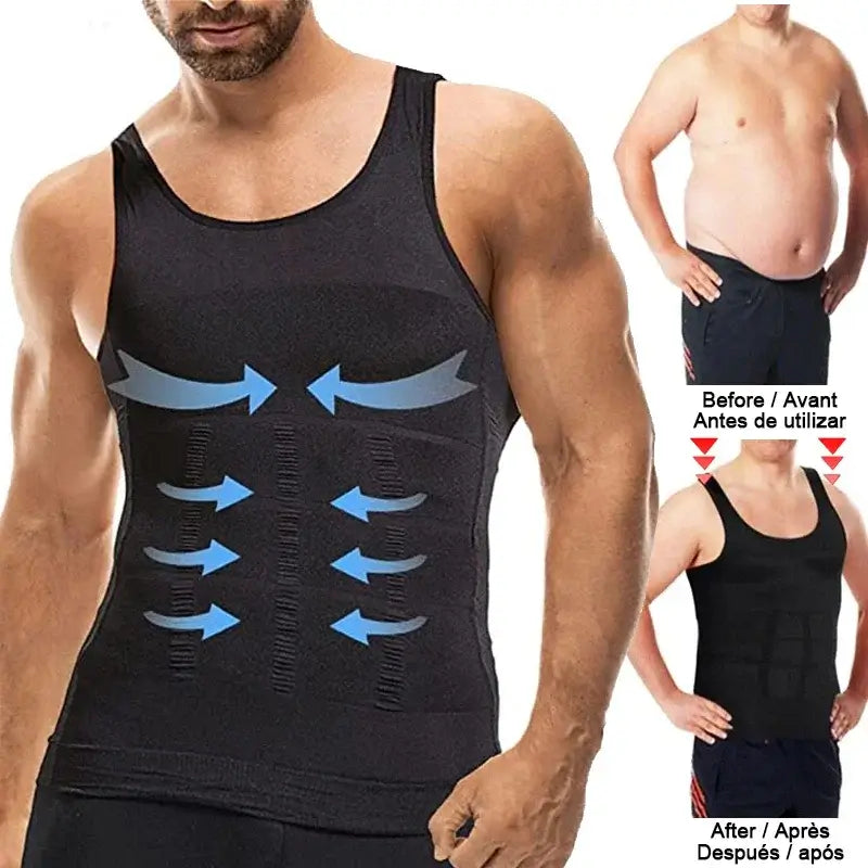Men Compression Vest Sleeveless Shapewear Slimming Body Shaper Shirt Gym Workout Corset Tummy Control Tank Top Abs Abdomen