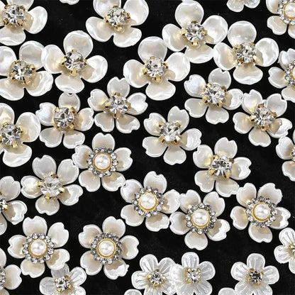 40pcs Imitation Pearl Flower-shaped Rhinestone Buttons for Jewelry Making Decorative Hat Clothes DIY Craft Sewing Accessories