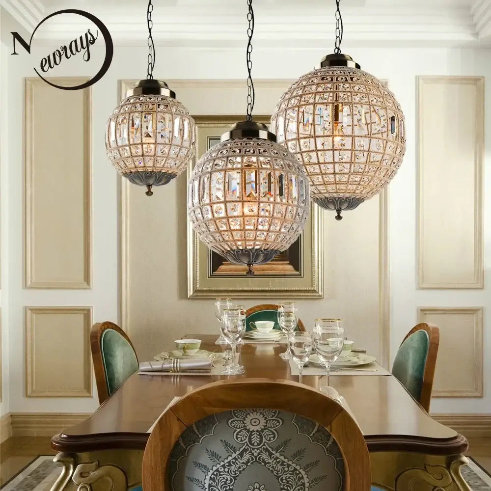 Vintage Crystal Globe Pendant Chandelier
