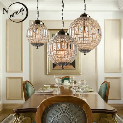 Vintage Crystal Globe Pendant Chandelier