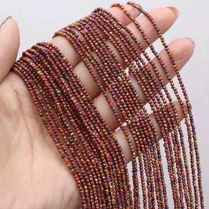 2pcs 2mm/3mm Natural Stone Shiny Beads Gold Color Faceted Spinel for Jewelry Making DIY Necklace Bracelet Accessories