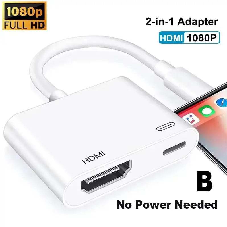GITFOS Adapte For Lightning to HDMI HUB 1080P VideoAudio Sync Screen Converter with ios Charging Port iPhone to HDMI OTG Adapter