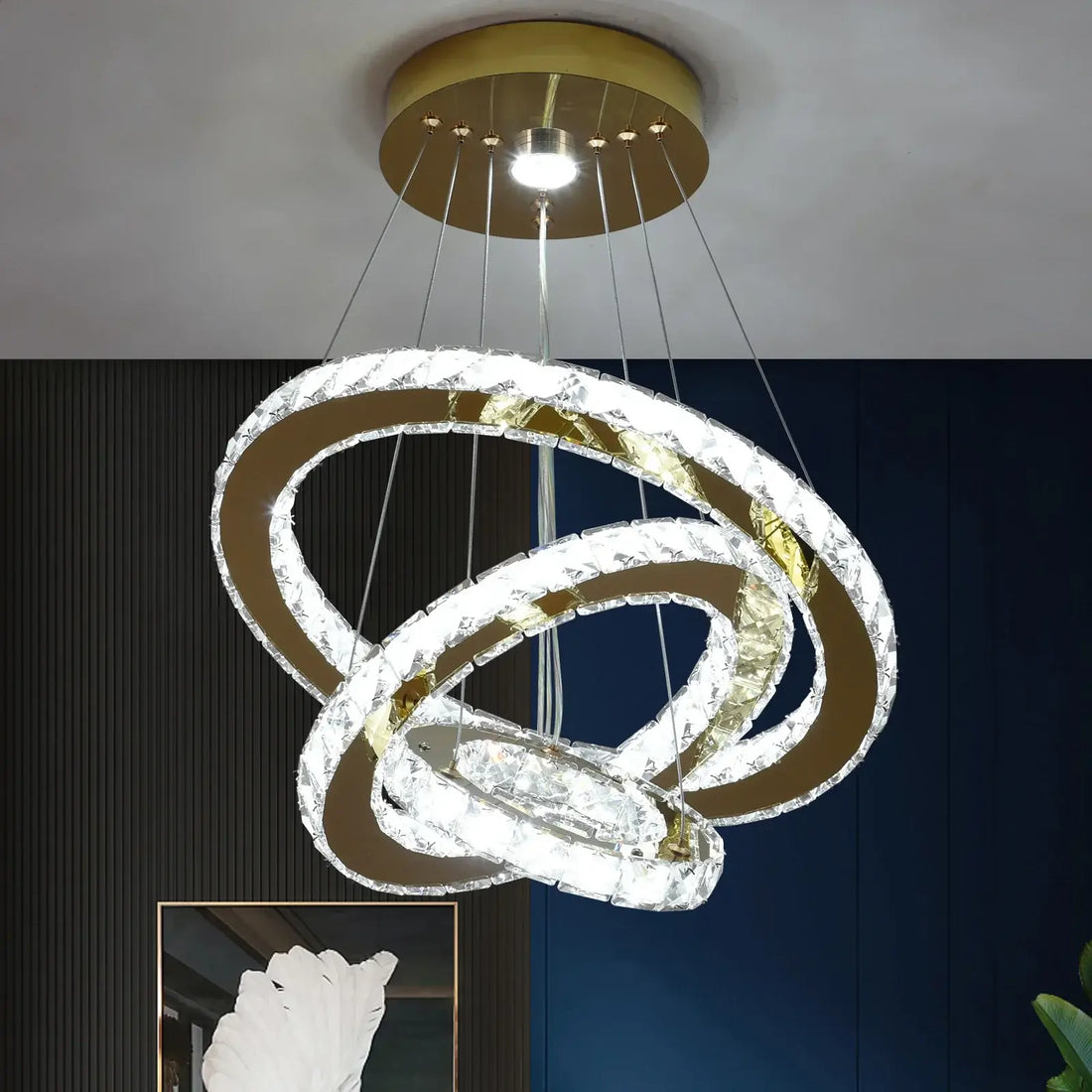VETRULUS Gold Crystal Pendant Light, Selectable Controls