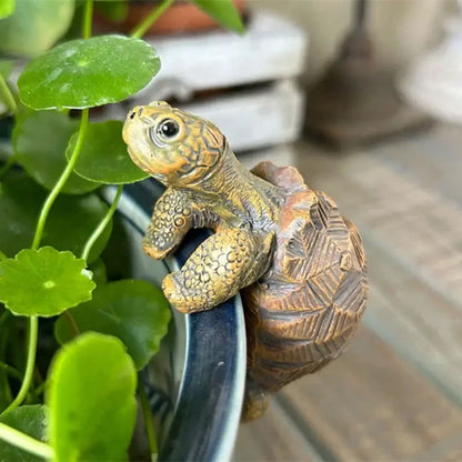tortoise flower pot hugger statue