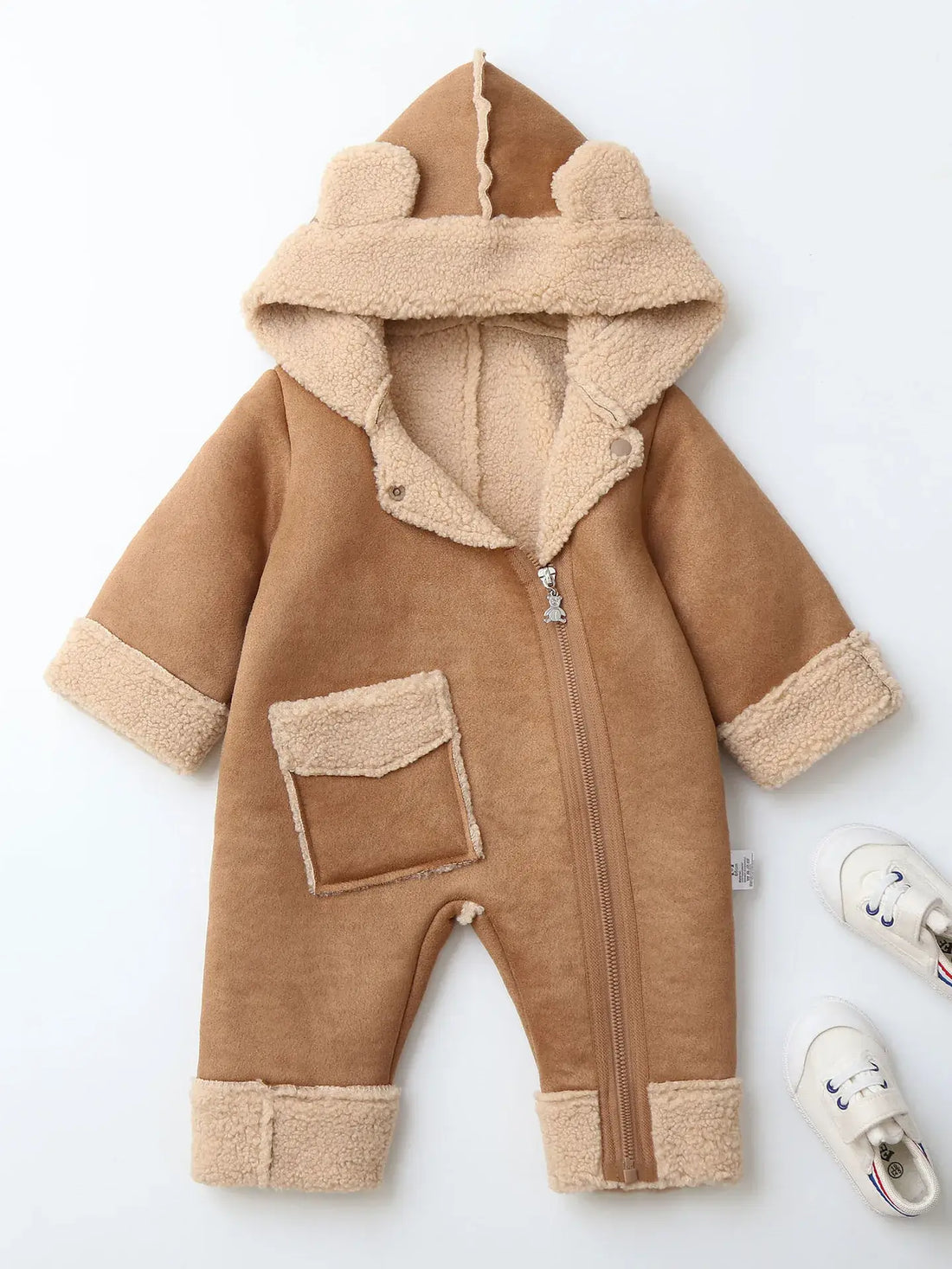 winter baby fur hoodie romper