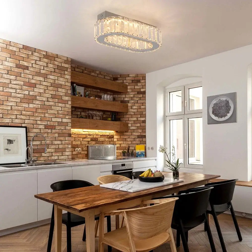 Modern Oval Crystal LED Pendant Chandelier