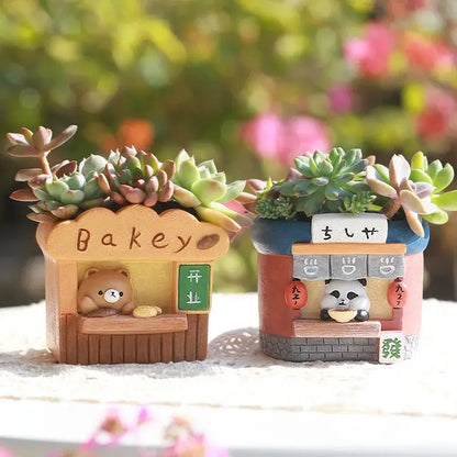 bakery themed flower pot for succulents
