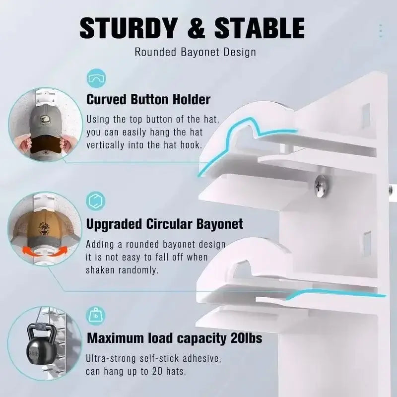 10 Grids Wall Mount Baseball Cap Storage Rack Holds 16 Hats Space Saving Closet Hat Organizer Hooks