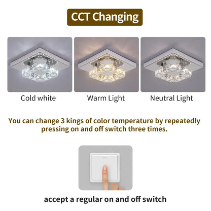 Square Crystal Raindrop LED Ceiling Chandelier