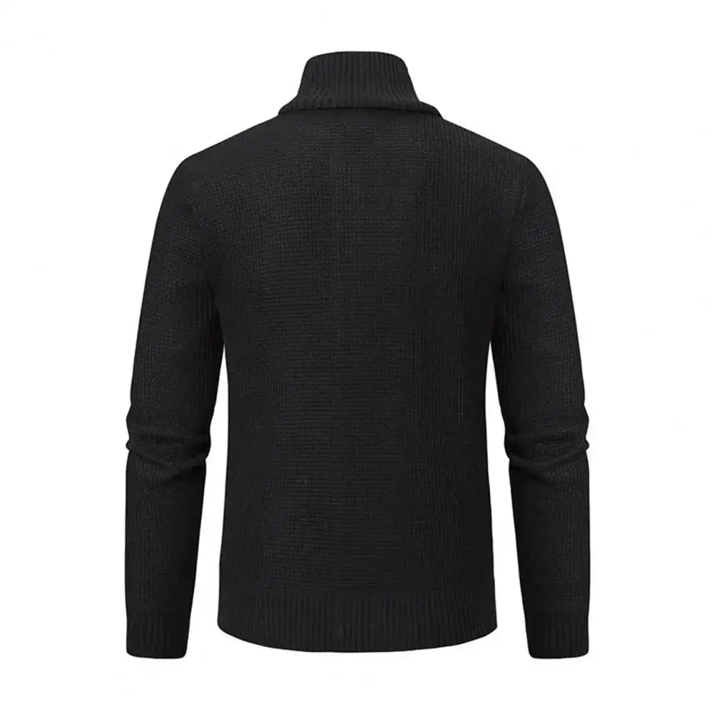 Slim Fit Men Jacket Men's Thickened Knitted Sweater Coat with Pockets