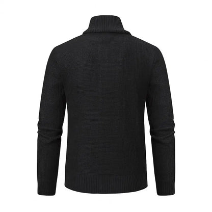 Slim Fit Men Jacket Men's Thickened Knitted Sweater Coat with Pockets