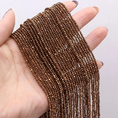 2pcs 2mm/3mm Natural Stone Shiny Beads Gold Color Faceted Spinel for Jewelry Making DIY Necklace Bracelet Accessories