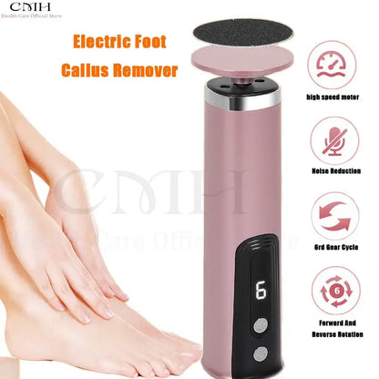 CMH Dual-Head Metal Electric Foot Grinder Portable Rechargeable Callus Remover Dead Skin Remover with Multiple Free Accessories