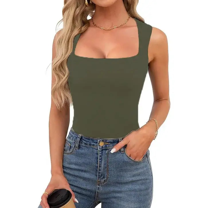 Slim Fit Square Collar Sleeveless Vest for Women Stylish Trendy Base Layer Top Fashionable Casual Wear Versatile Comfortable