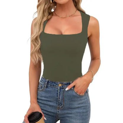 Slim Fit Square Collar Sleeveless Vest for Women Stylish Trendy Base Layer Top Fashionable Casual Wear Versatile Comfortable