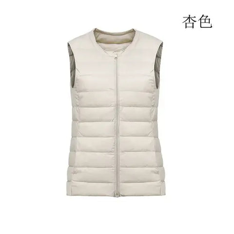 Women Autumn Winter Ultralight Thin Packable Down Sleeveless Jacket.