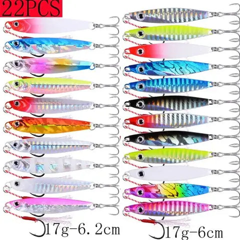 22PCS Metal Spoon Jigs Carp Fishing Lures Set 40g 30g 20g 17g 10g 7g