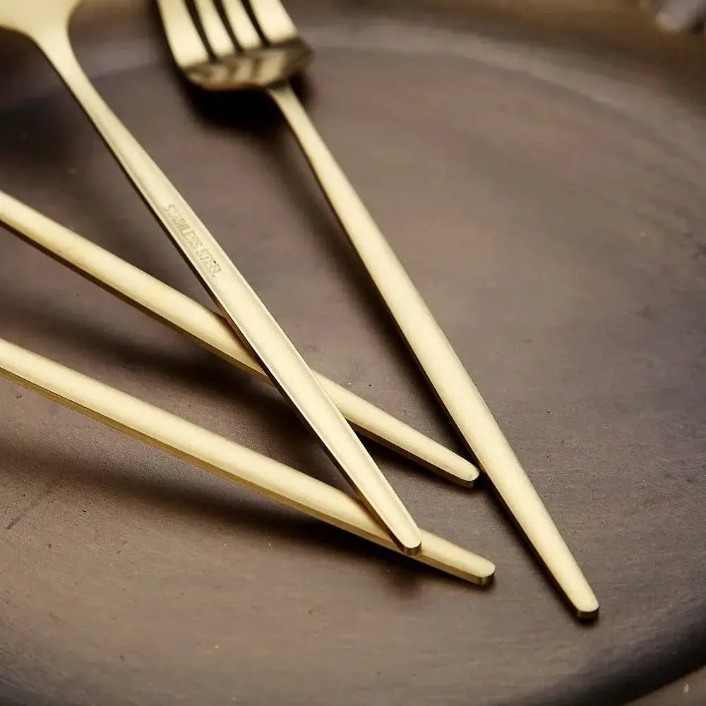 Silvere/Golden Stain Flatware Set - 6 Pcs Stainless Steel