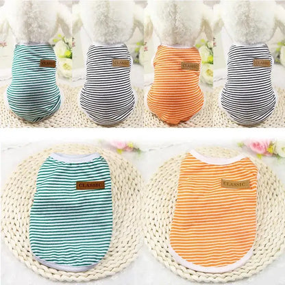 Summer Cotton Striped Vest for Small Dogs