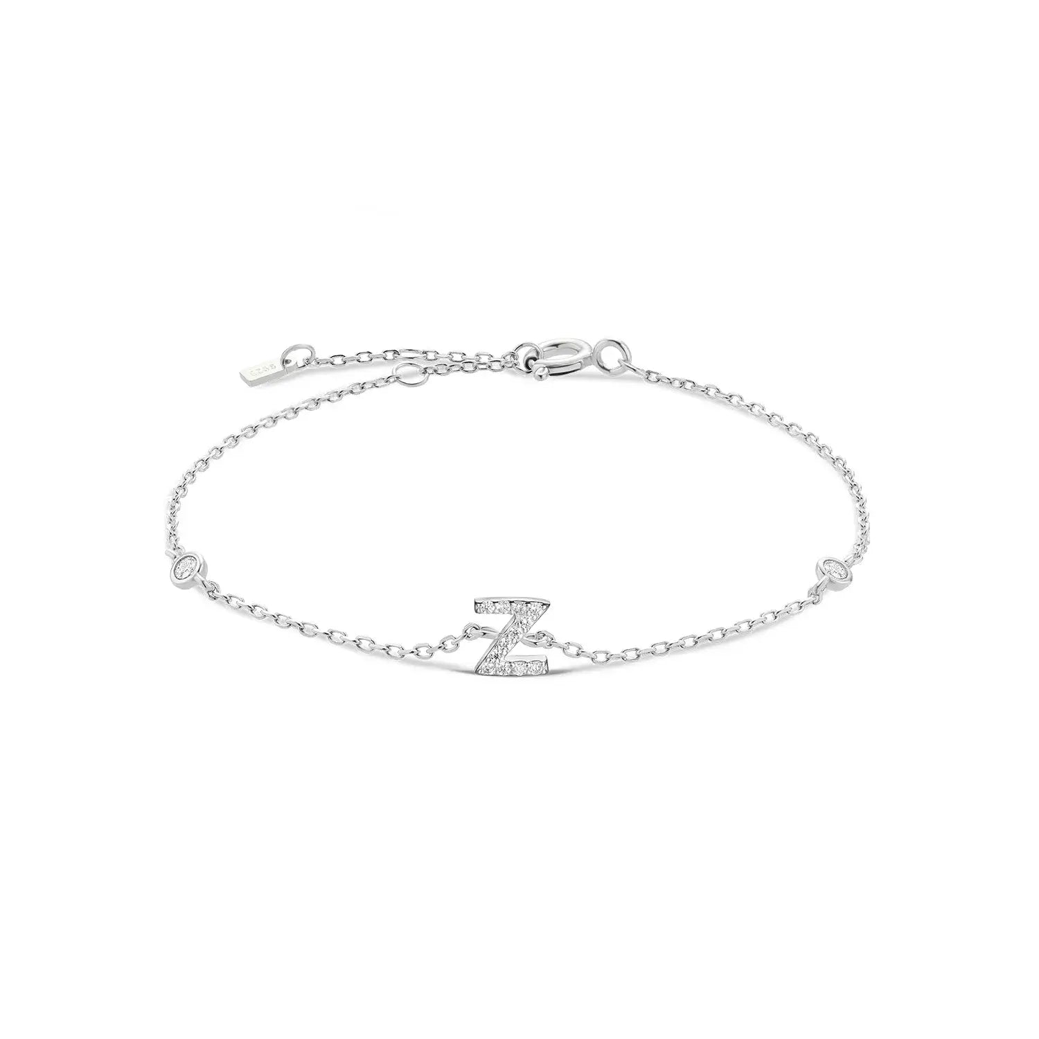 925 Sterling Silver Initial 26 Letters Alphabet Monogram Gold Name Bracelet Crystal CZ Zircon 2021 Fashionable Jewelry