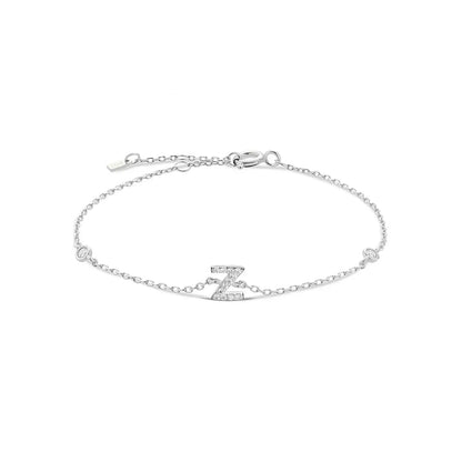 925 Sterling Silver Initial 26 Letters Alphabet Monogram Gold Name Bracelet Crystal CZ Zircon 2021 Fashionable Jewelry