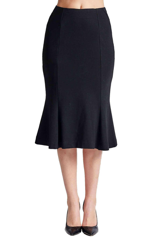 Sarit Skirt - Seamed Ponte mermaid midi skirt.