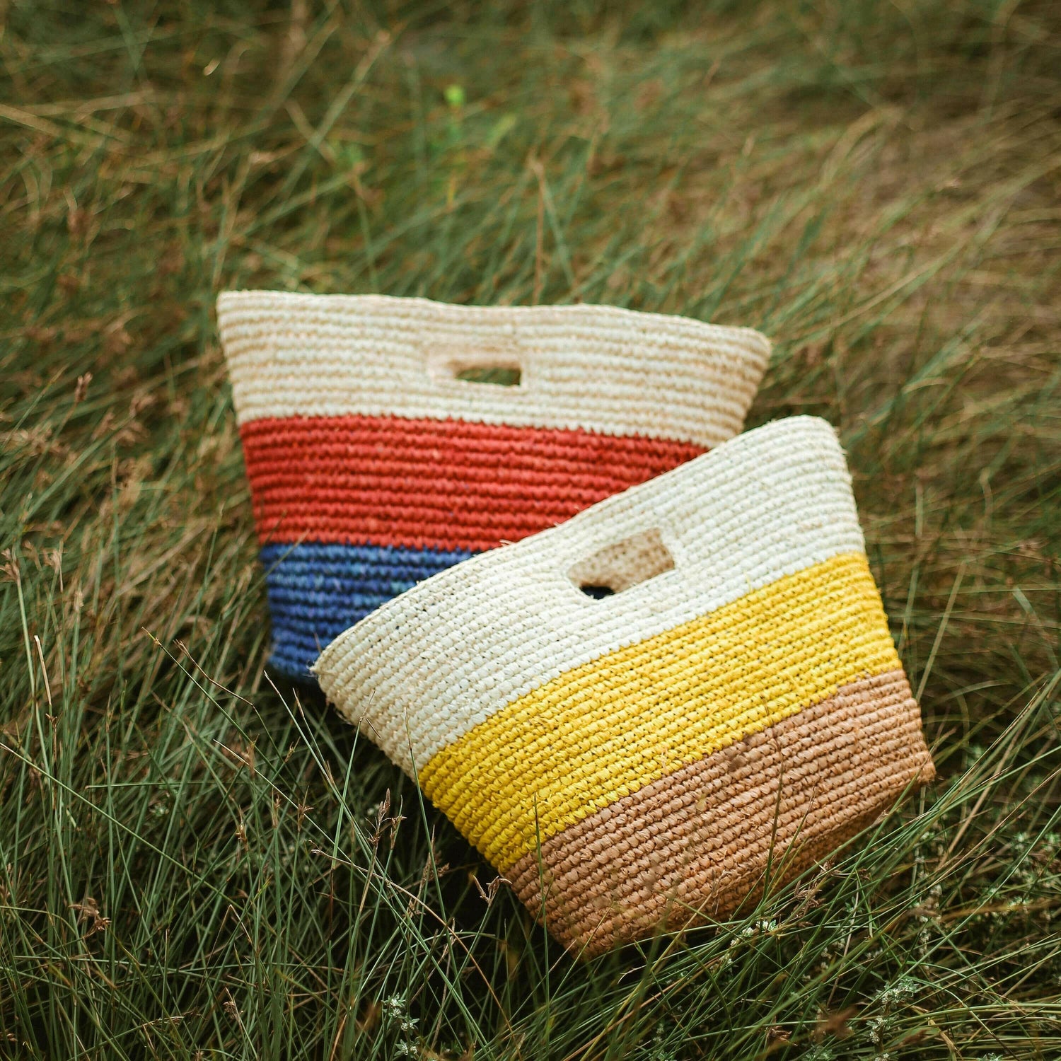 Sayan Raffia Tote Bag, in Yellow &amp; Beige