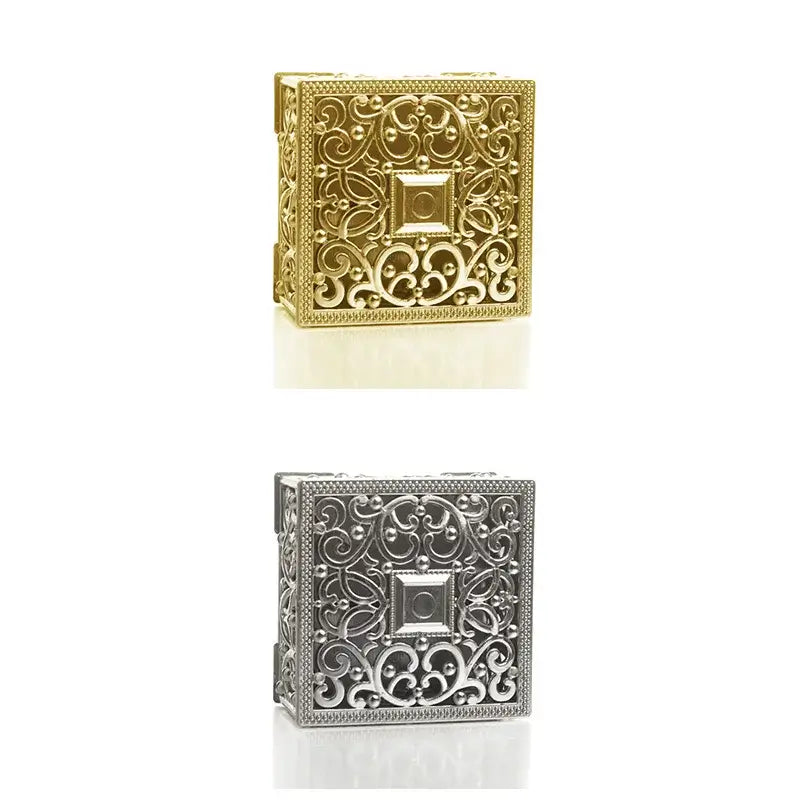 2 PCs Mini Treasure Storage Jewelry Box Silver-color Hollow Flower Pattern Jewelry Case Boxes for Necklace Earring Ring 2030