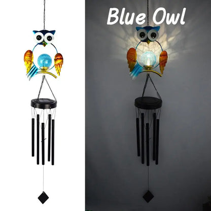 Glowing Crackle Glass Solar Wind Chimes Waterproof LED Outdoor Wind Bells Unique Garden Decorative Gifts