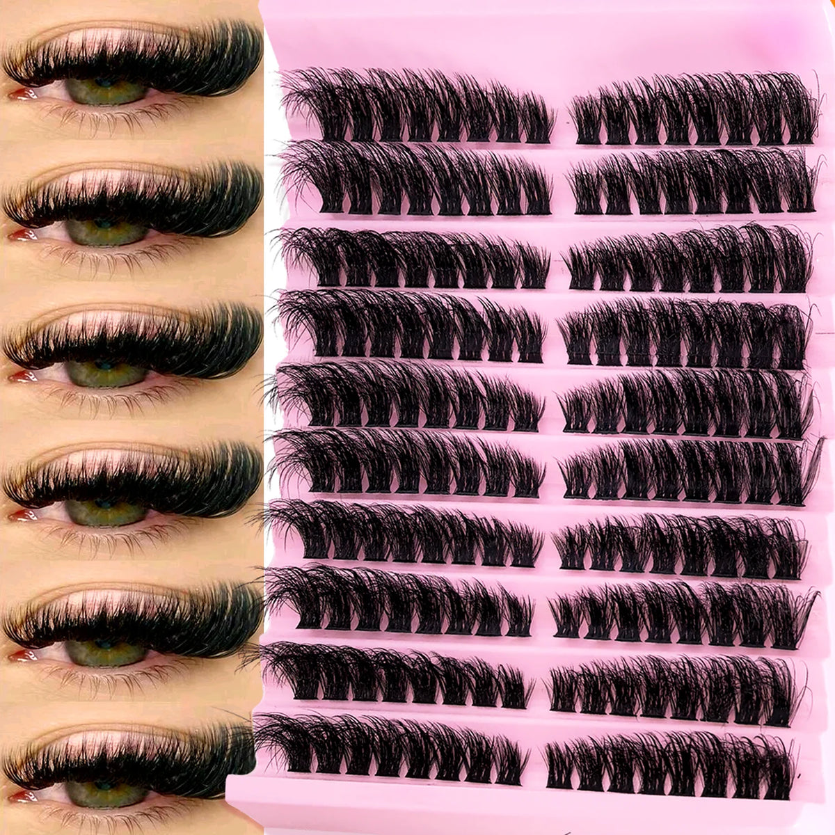 Eimny Individual Cluster Lashes – 160pcs | 8–16mm Mixed Tray | 80D–100D Volume | DIY Eyelash Extensions | Natural Look