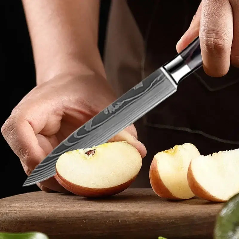 Stainless Steel Kitchen Knives with Wooden Handles