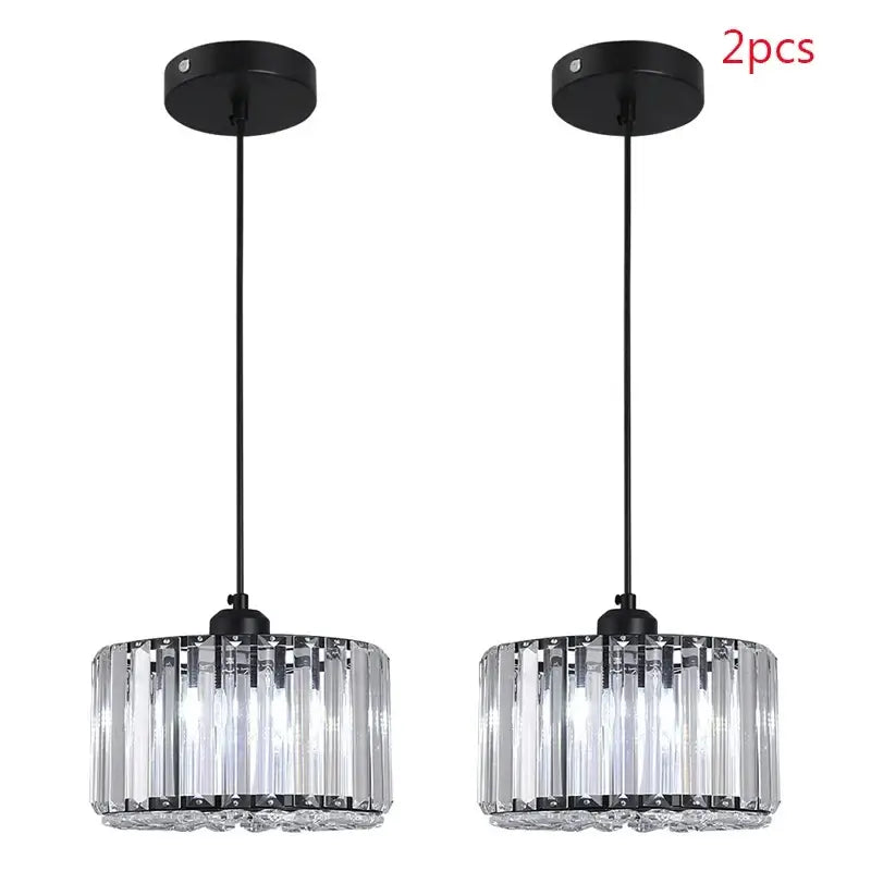 GreeLustr Modern Crystal Pendant Light, Black or Gold