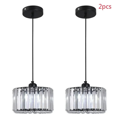GreeLustr Modern Crystal Pendant Light, Black or Gold