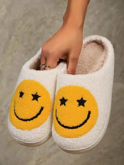 cute smiley face winter slippers