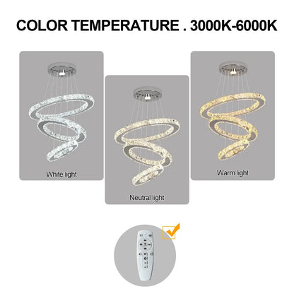 GreeLustr Crystal Ring LED Pendant Light, 1 or 3 Rings