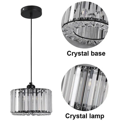 GreeLustr Modern Crystal Pendant Light, Black or Gold