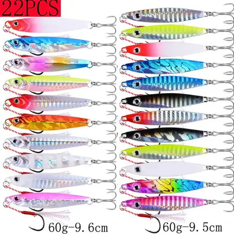 22PCS Metal Spoon Jigs Carp Fishing Lures Set 40g 30g 20g 17g 10g 7g