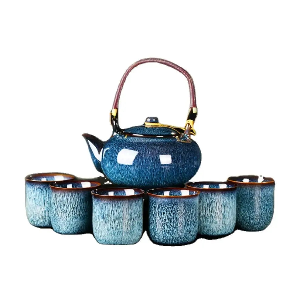 ceramic tea set with handle